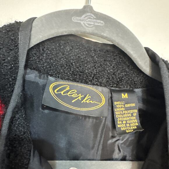 Vintage Alex Kim Blazer Jacket women Sz Medium Embroidered Patchwork Grandmacore - Picture 13 of 16